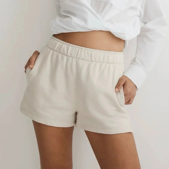 New Damaged Madewell Terry Drawstring Sweatshorts Vintage - Picture 3 of 11